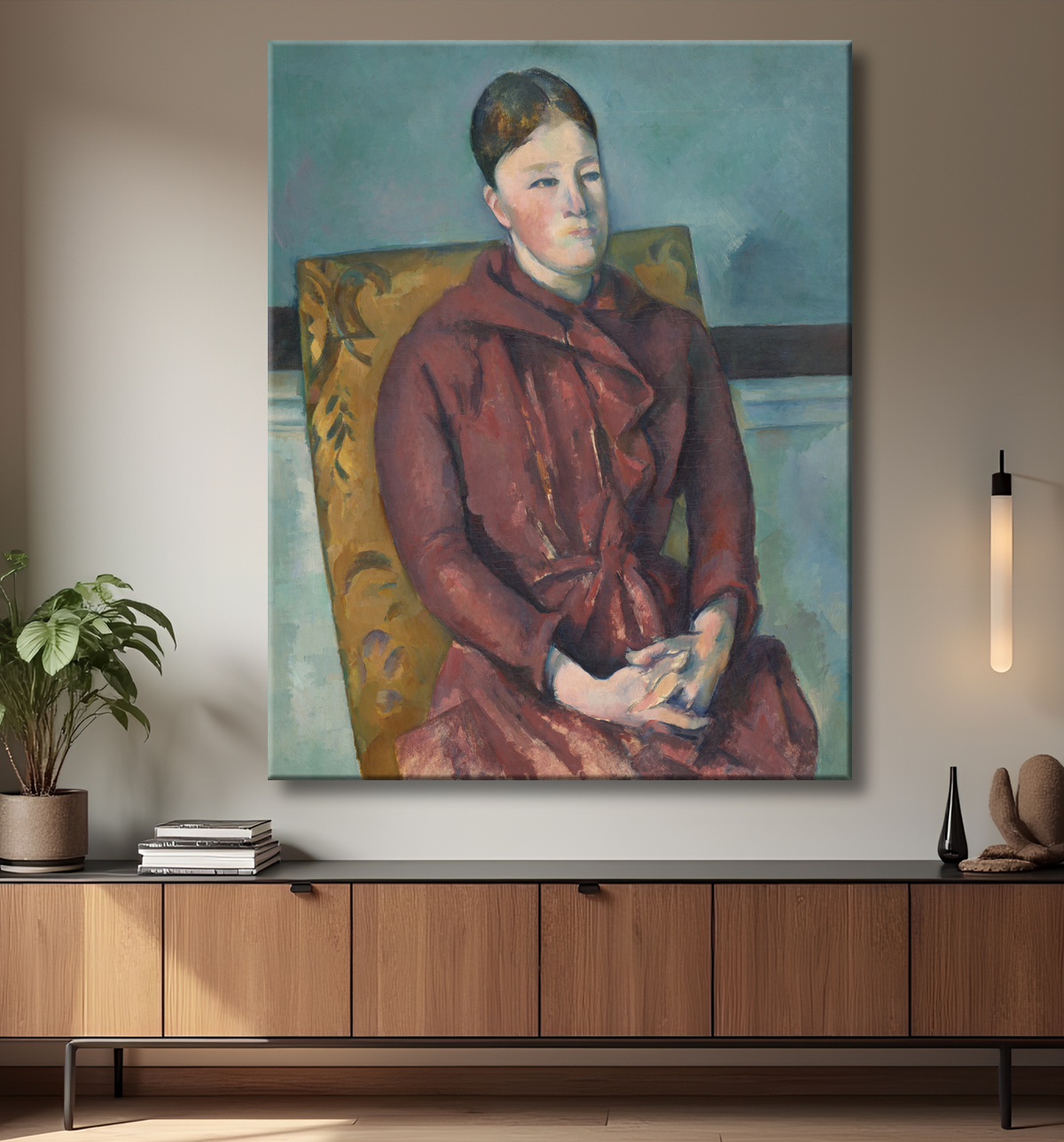 Reproduction Madame Cézanne dans une chaise jaune de Paul Cézanne avec decor