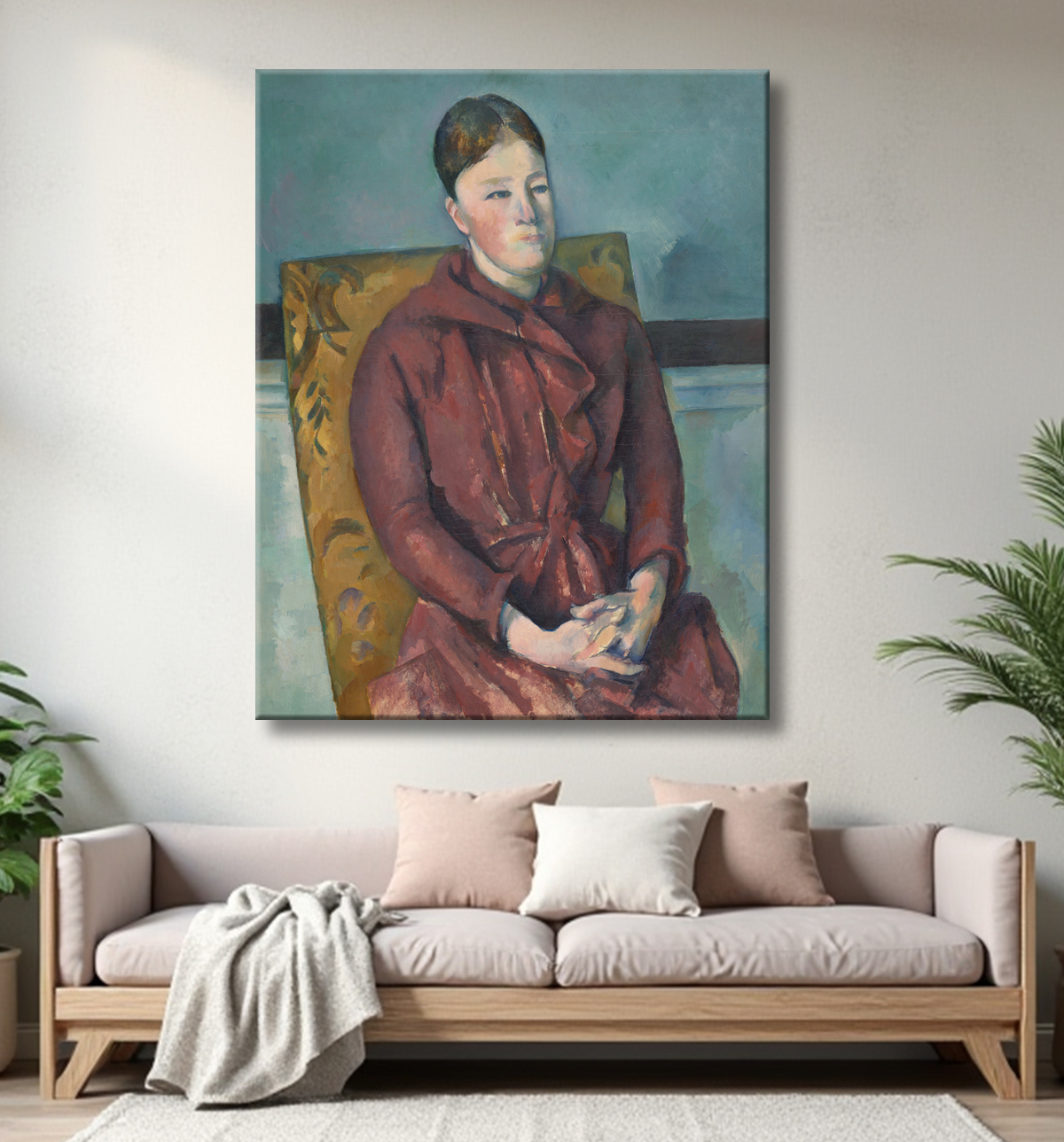 Reproduction Madame Cézanne dans une chaise jaune de Paul Cézanne avec decor