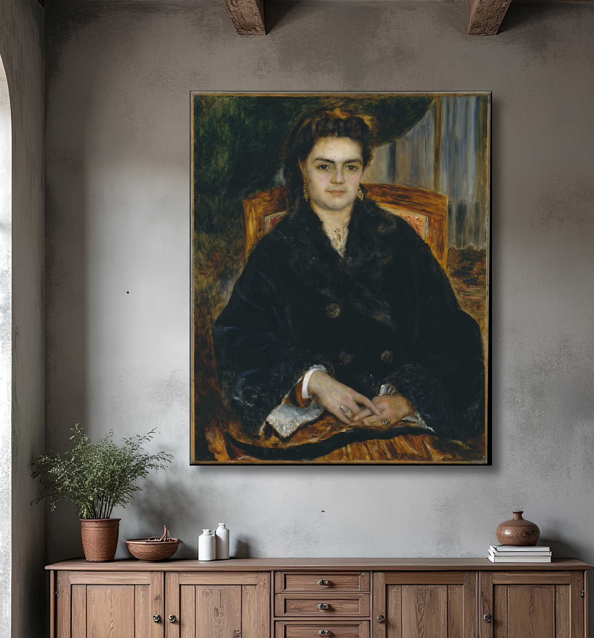 Reproduction Madame Édouard Bernier (Marie-Octavie-Stéphanie Laurens, 1838–1920) de Auguste Renoir avec decor