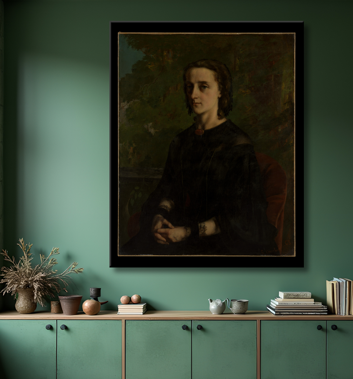 Reproduction Madame Frederic Breyer (Fanny Hélène Van Bruyssel, 1830–1894) de Gustave Courbet avec decor