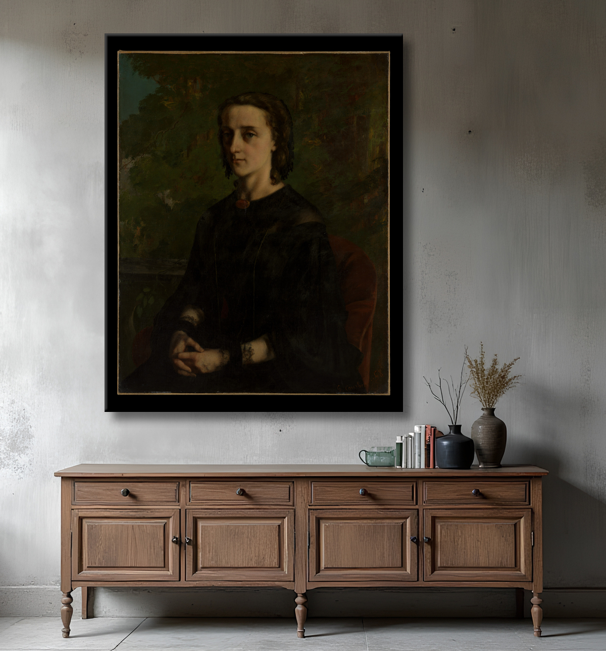 Reproduction Madame Frederic Breyer (Fanny Hélène Van Bruyssel, 1830–1894) de Gustave Courbet avec decor