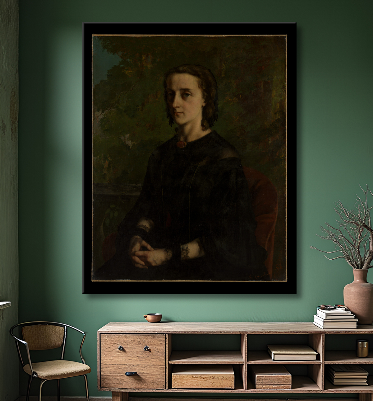Reproduction Madame Frederic Breyer (Fanny Hélène Van Bruyssel, 1830–1894) de Gustave Courbet avec decor
