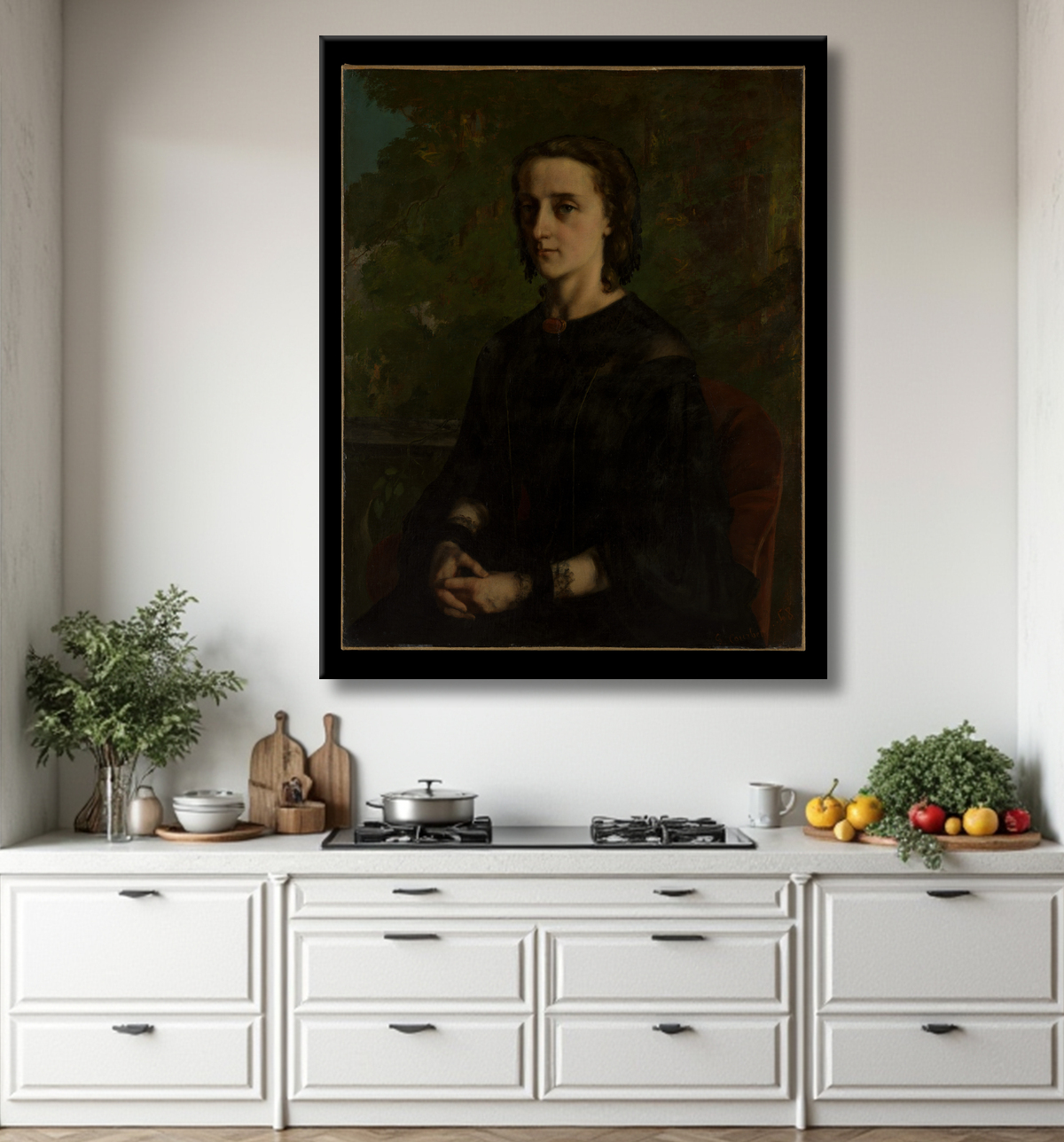 Reproduction Madame Frederic Breyer (Fanny Hélène Van Bruyssel, 1830–1894) de Gustave Courbet avec decor