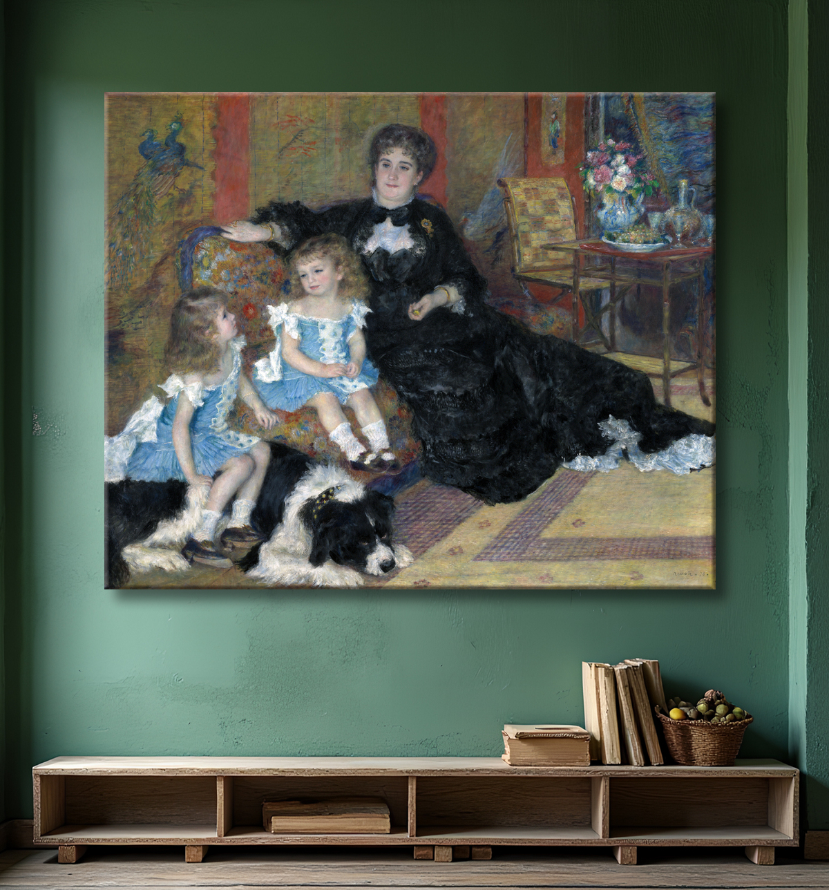 Reproduction Madame Georges Charpentier (Marguérite-Louise Lemonnier, 1848-1904) et ses enfants, Georgette-Berthe (1872-1945) et Paul-Émile-Charles (1875-1895) de Auguste Renoir avec decor