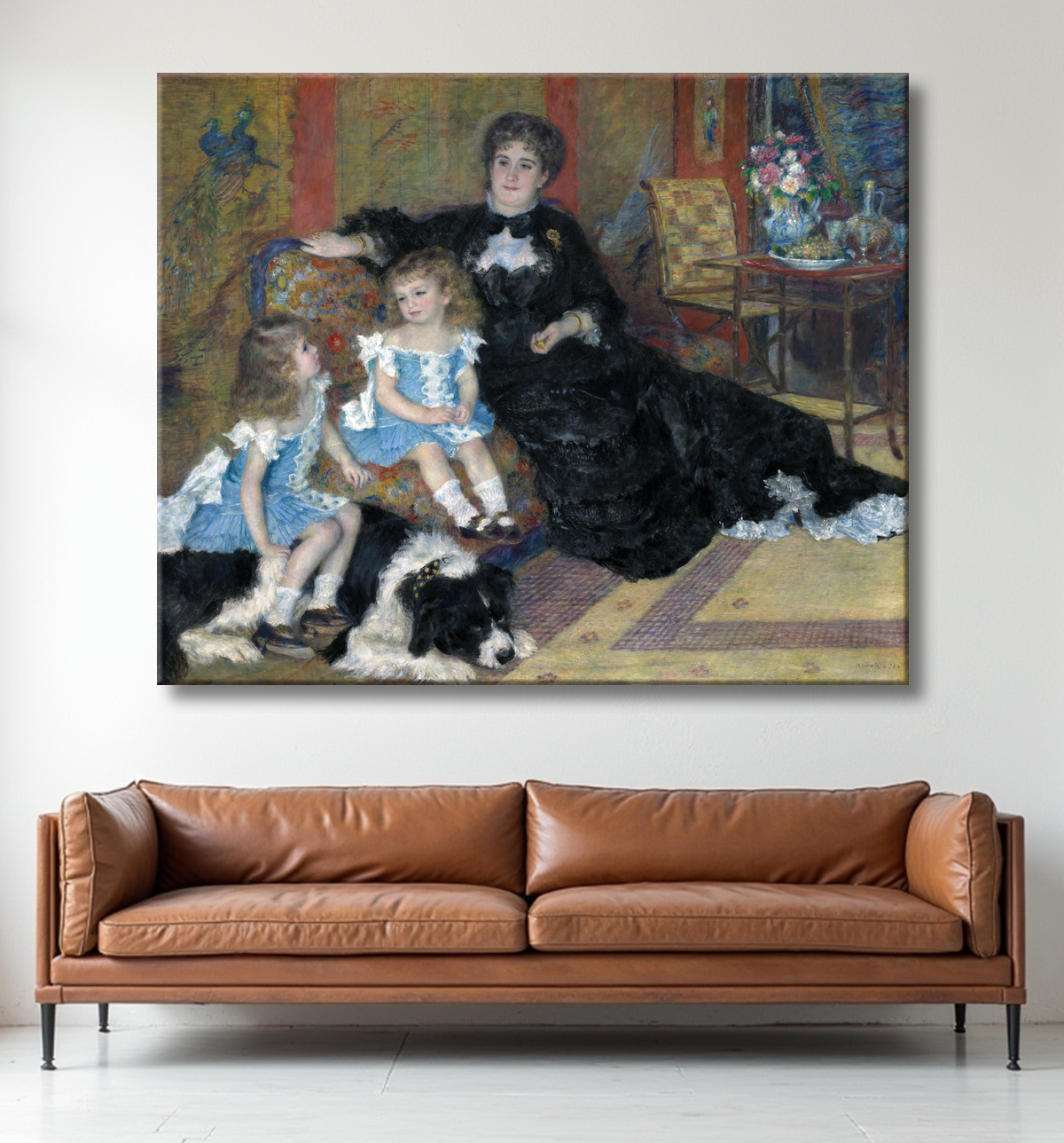 Reproduction Madame Georges Charpentier (Marguérite-Louise Lemonnier, 1848-1904) et ses enfants, Georgette-Berthe (1872-1945) et Paul-Émile-Charles (1875-1895) de Auguste Renoir avec decor