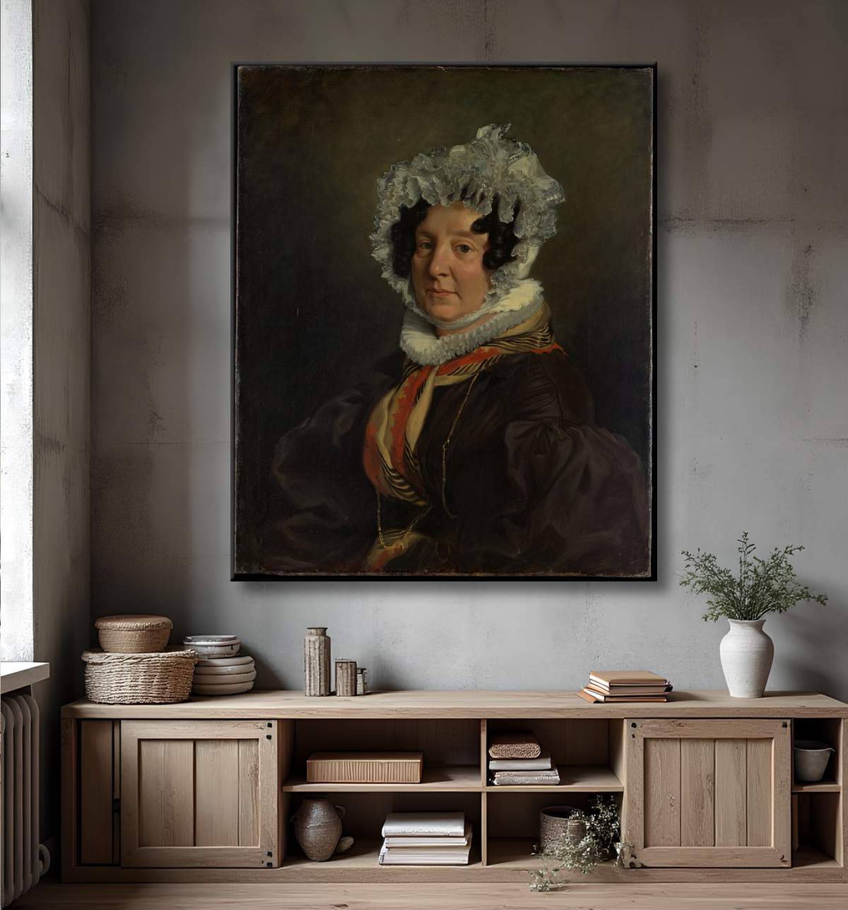 Reproduction Madame Henri François Riesener (Félicité Longrois, 1786–1847) de Eugène Delacroix avec decor