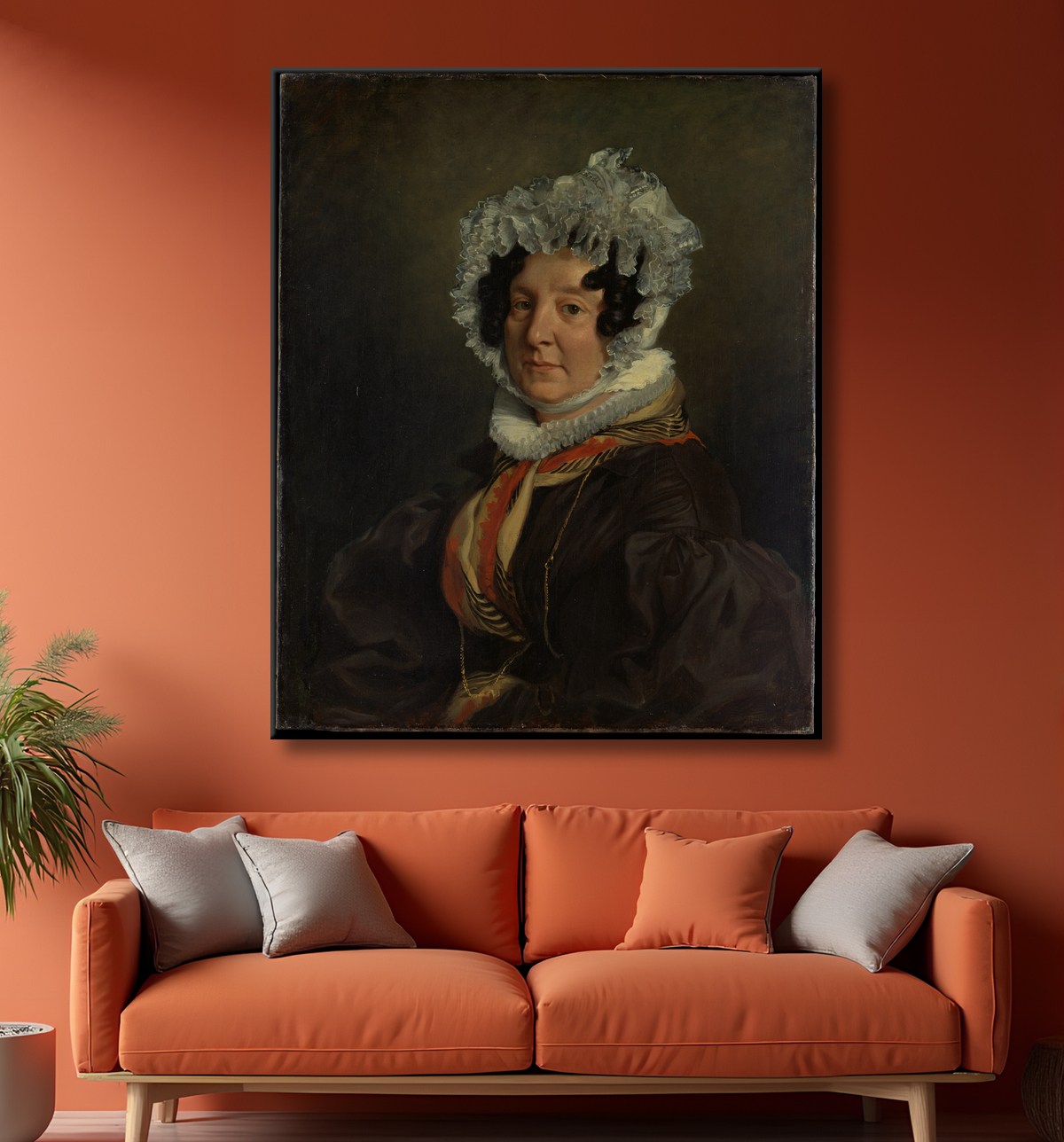 Reproduction Madame Henri François Riesener (Félicité Longrois, 1786–1847) de Eugène Delacroix avec decor