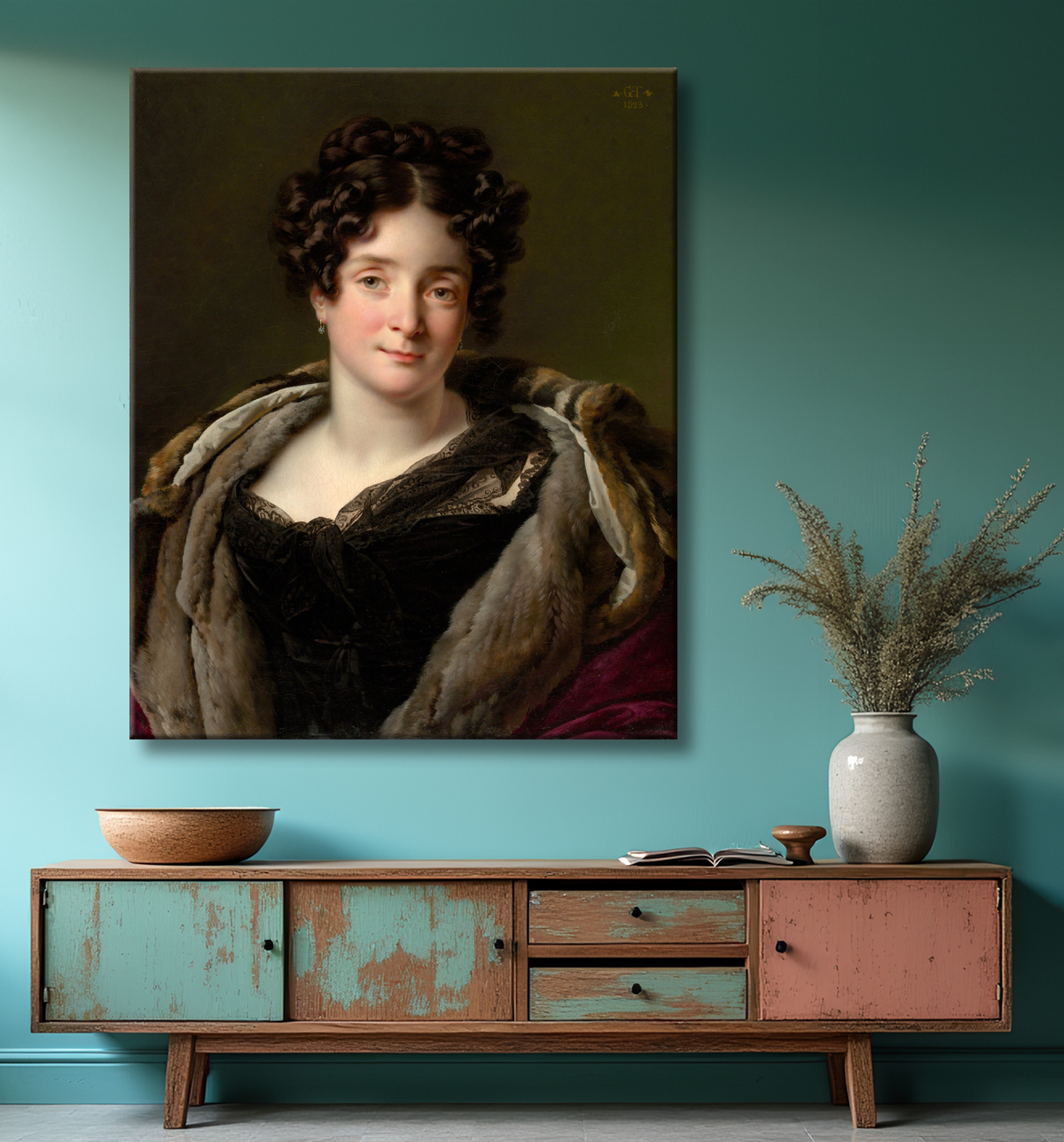 Reproduction Madame Jacques-Louis-Étienne Reizet (Colette-Désirée-Thérèse Godefroy, 1782–1850) de Anne Louis Girodet-Trioson avec decor