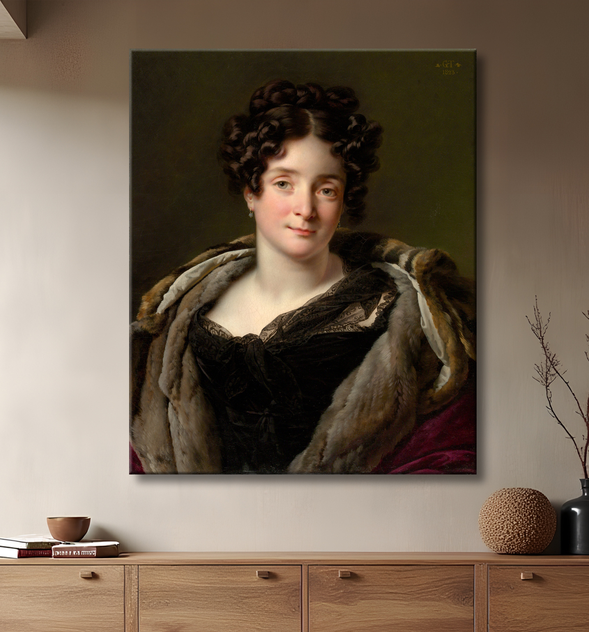 Reproduction Madame Jacques-Louis-Étienne Reizet (Colette-Désirée-Thérèse Godefroy, 1782–1850) de Anne Louis Girodet-Trioson avec decor