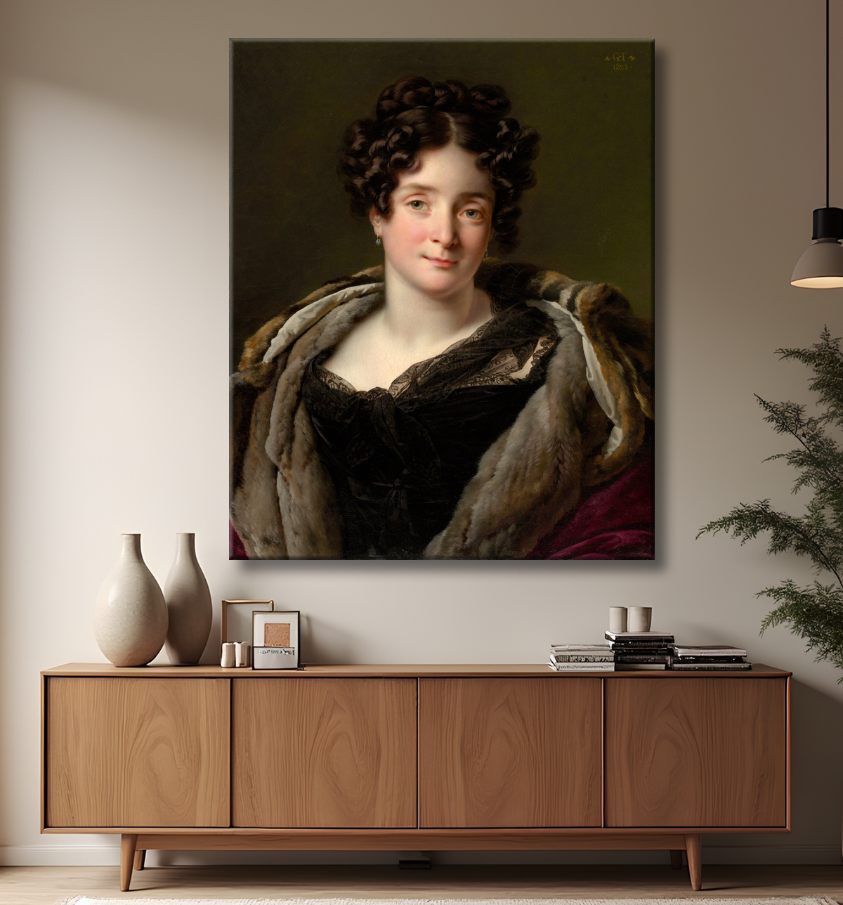 Reproduction Madame Jacques-Louis-Étienne Reizet (Colette-Désirée-Thérèse Godefroy, 1782–1850) de Anne Louis Girodet-Trioson avec decor