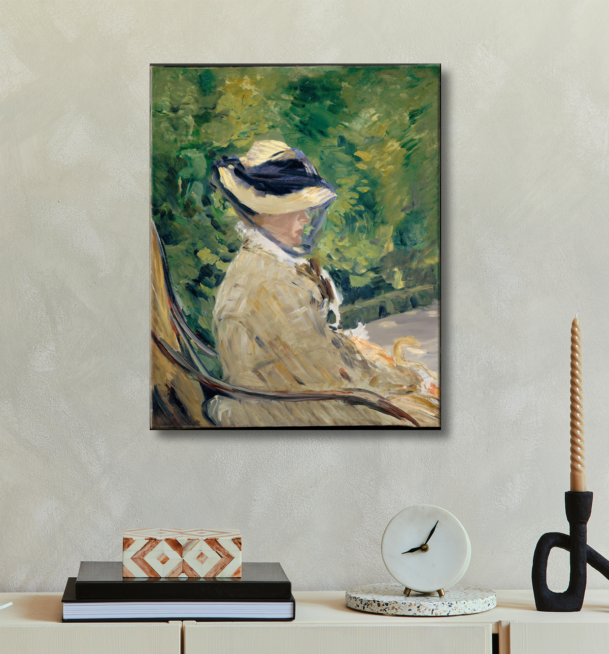 Reproduction Madame Manet (Suzanne Leenhoff, 1829-1906) à Bellevue de Edouard Manet avec decor
