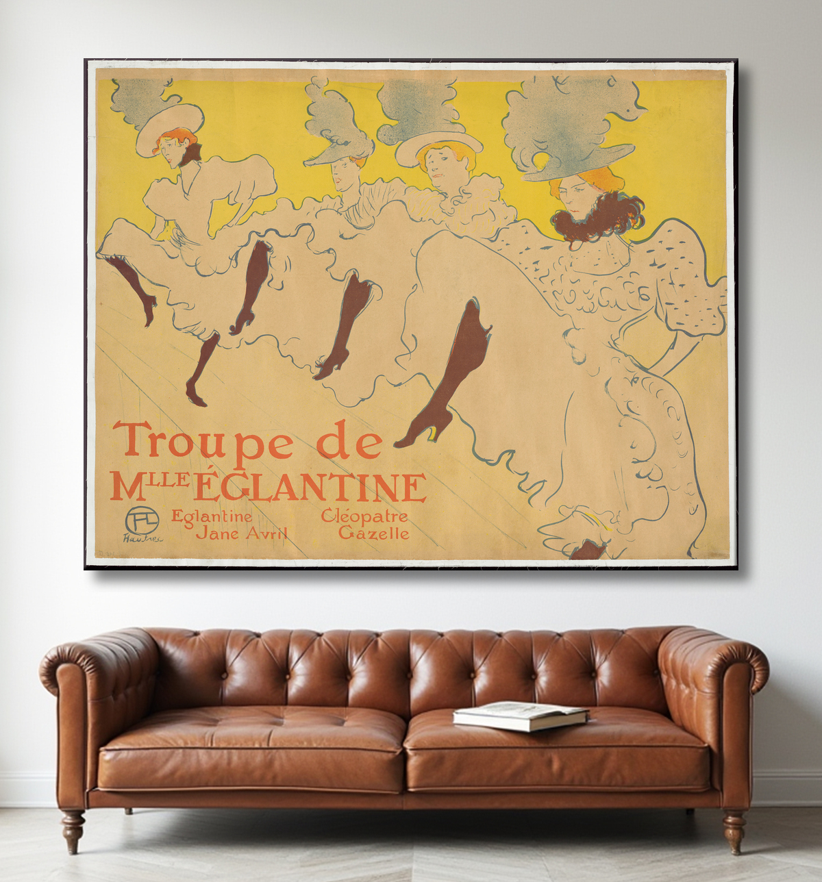 Reproduction Mademoiselle Eglantine's Troupe de Henri de Toulouse-Lautrec avec decor