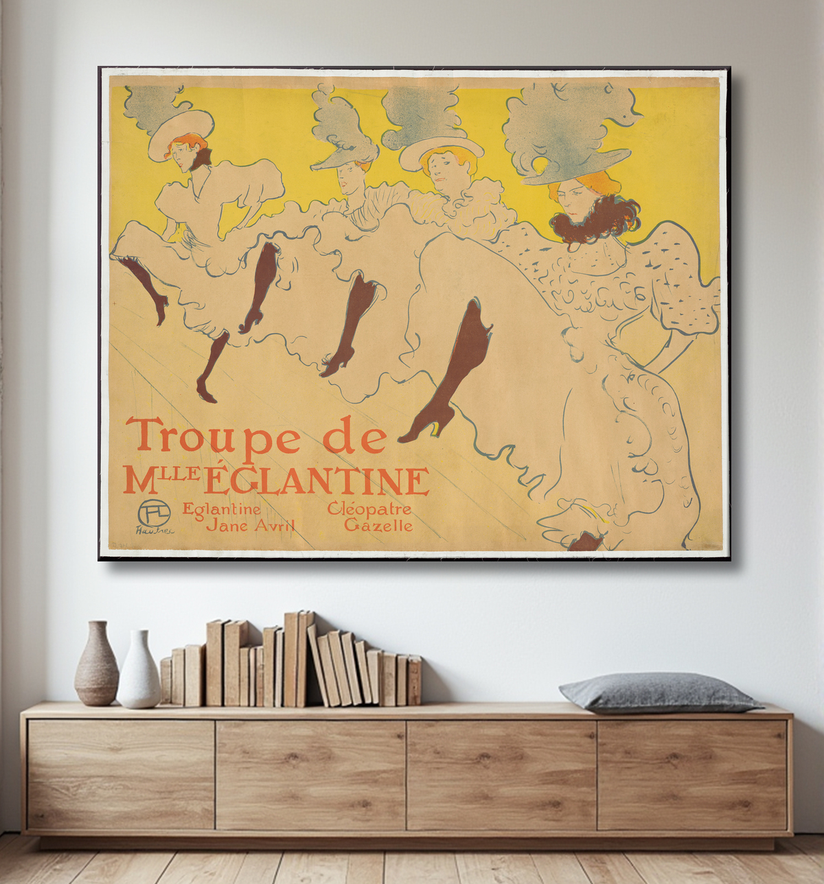 Reproduction Mademoiselle Eglantine's Troupe de Henri de Toulouse-Lautrec avec decor