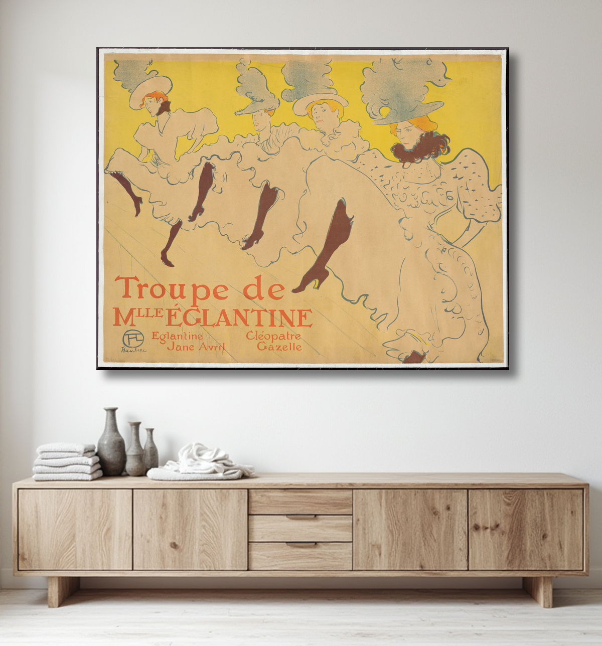 Reproduction Mademoiselle Eglantine's Troupe de Henri de Toulouse-Lautrec avec decor