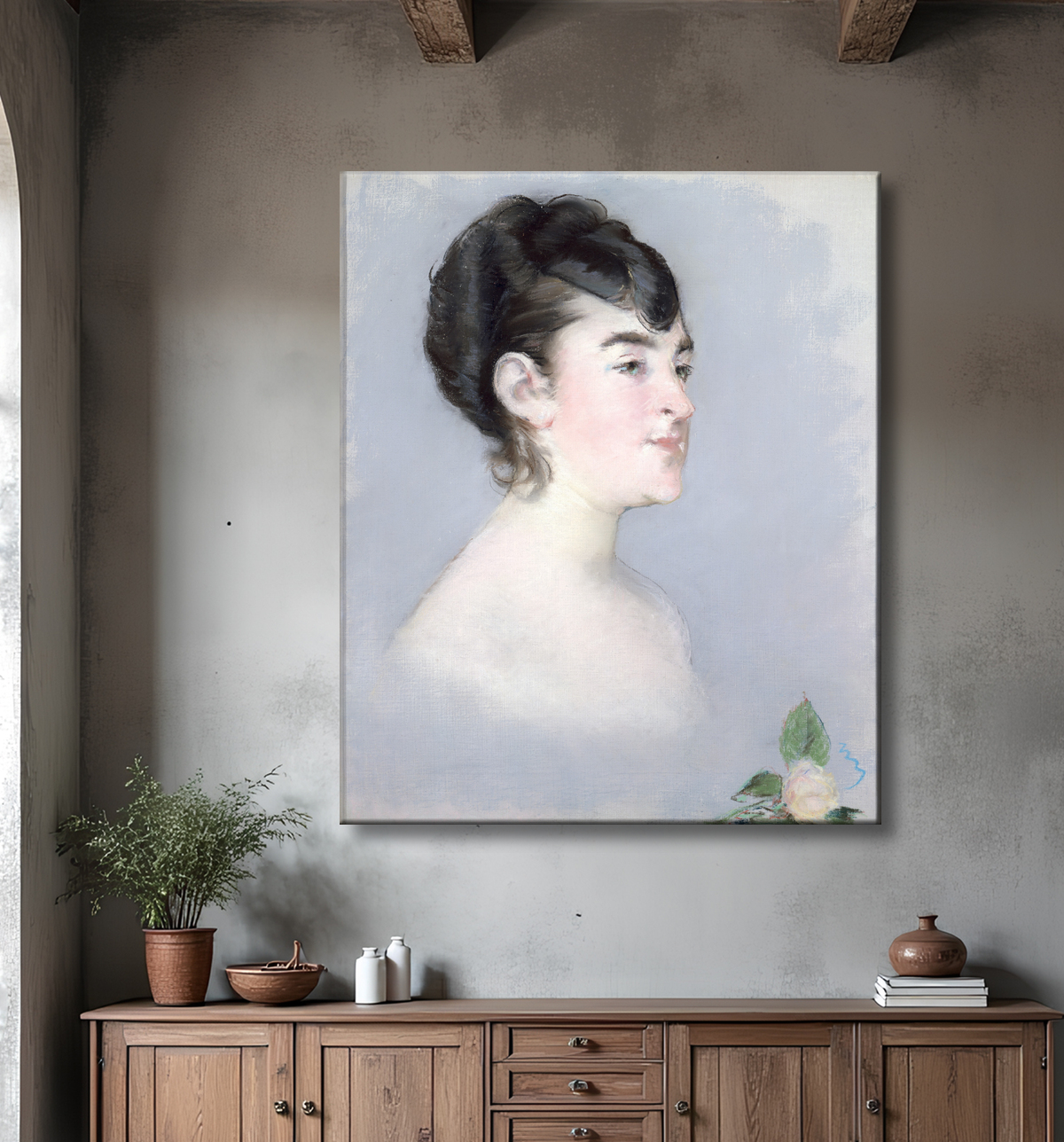 Reproduction Mademoiselle Isabelle Lemonnier (1857–1926) de Edouard Manet avec decor