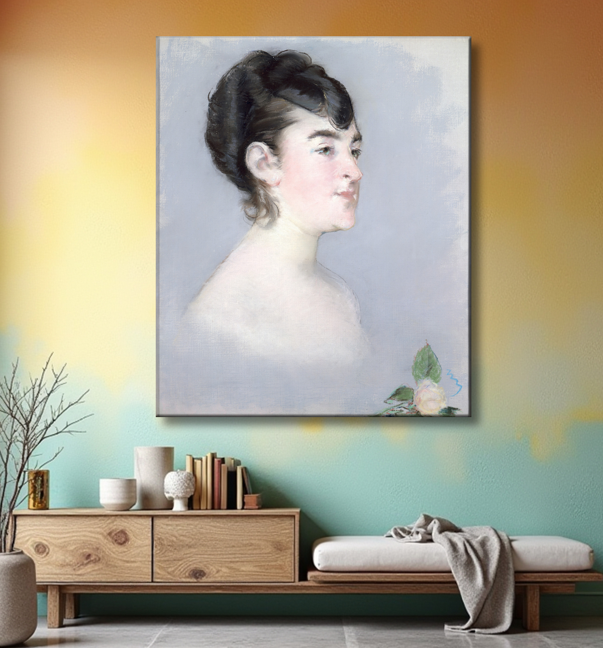 Reproduction Mademoiselle Isabelle Lemonnier (1857–1926) de Edouard Manet avec decor