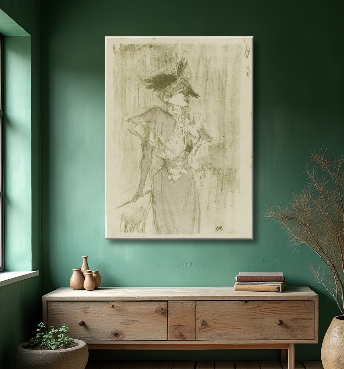 Reproduction Mademoiselle Marcelle Prêteur, Debout de Henri de Toulouse-Lautrec avec decor