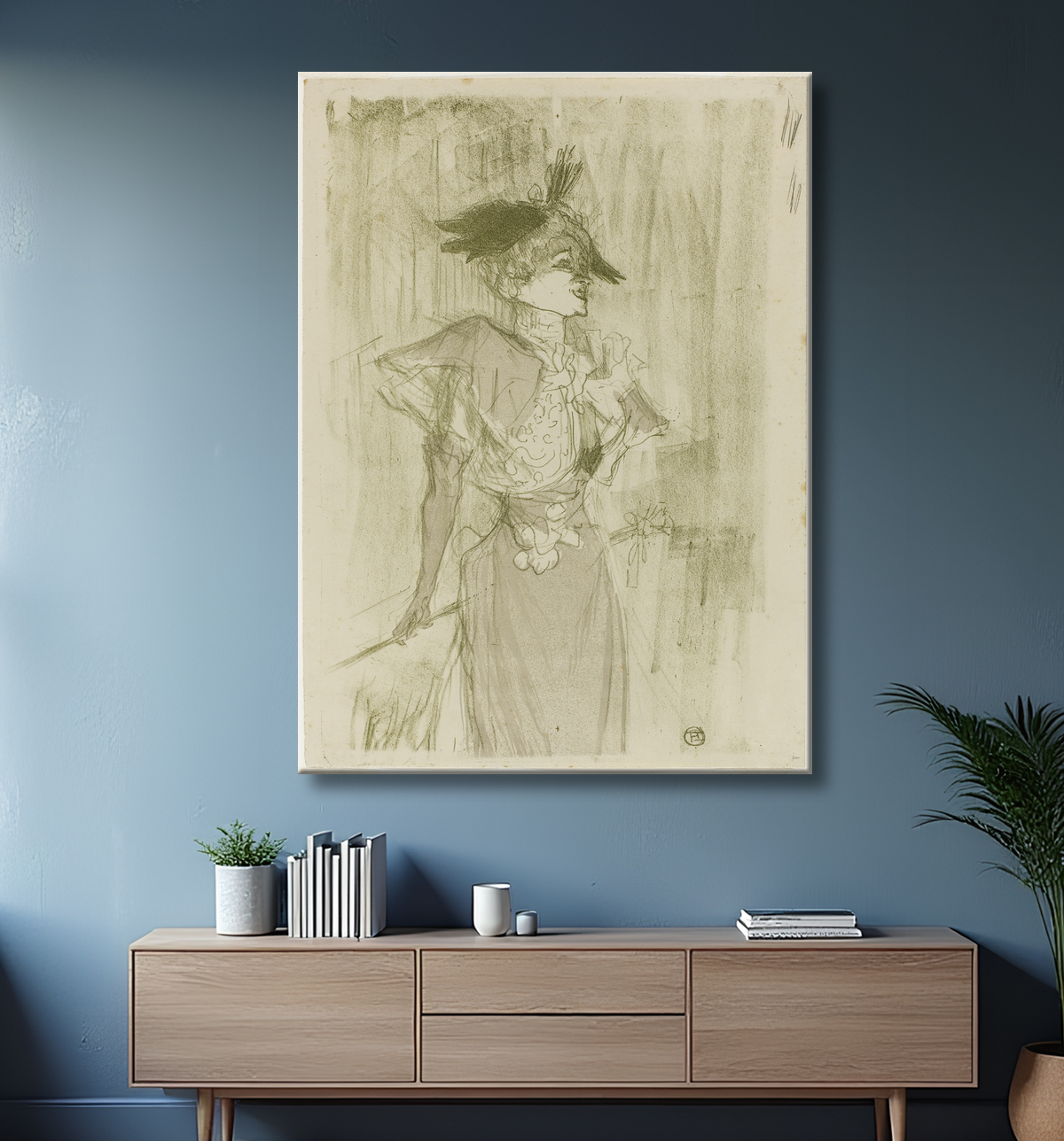 Reproduction Mademoiselle Marcelle Prêteur, Debout de Henri de Toulouse-Lautrec avec decor