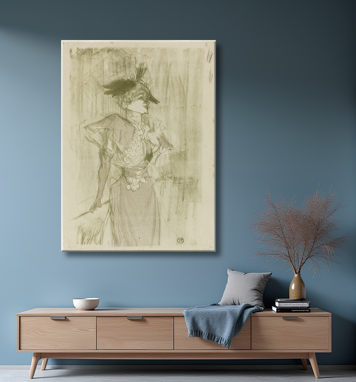 Reproduction Mademoiselle Marcelle Prêteur, Debout de Henri de Toulouse-Lautrec avec decor