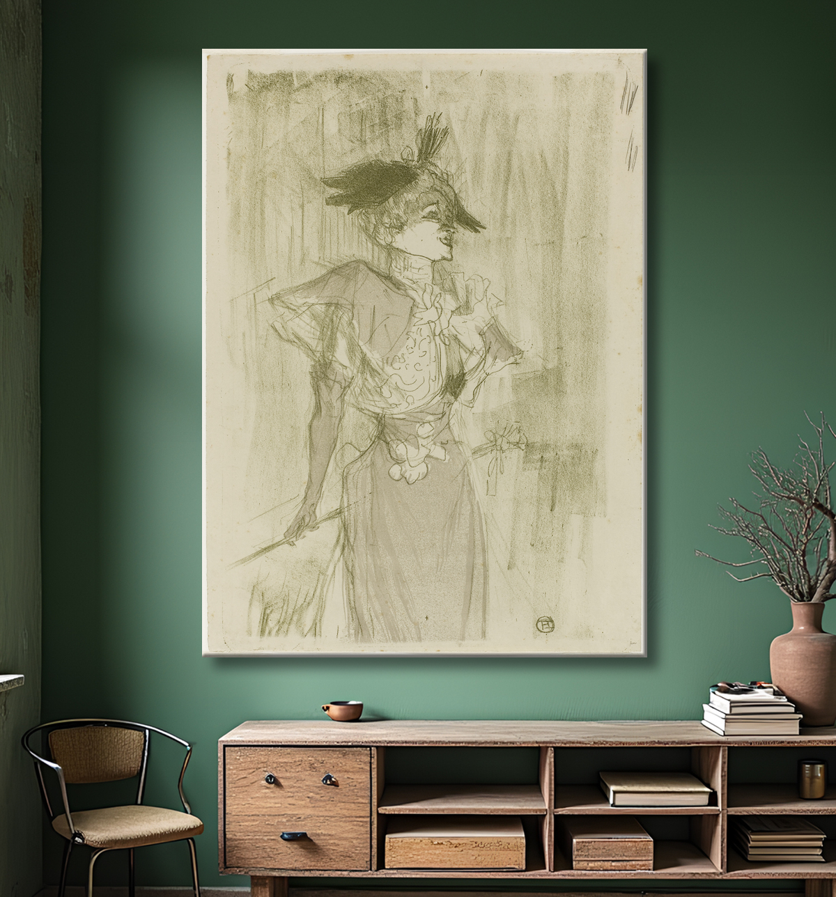 Reproduction Mademoiselle Marcelle Prêteur, Debout de Henri de Toulouse-Lautrec avec decor