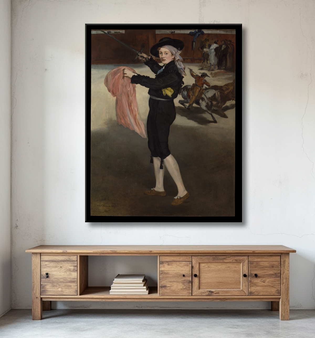 Reproduction Mademoiselle V. . . en costume d'espada de Edouard Manet avec decor