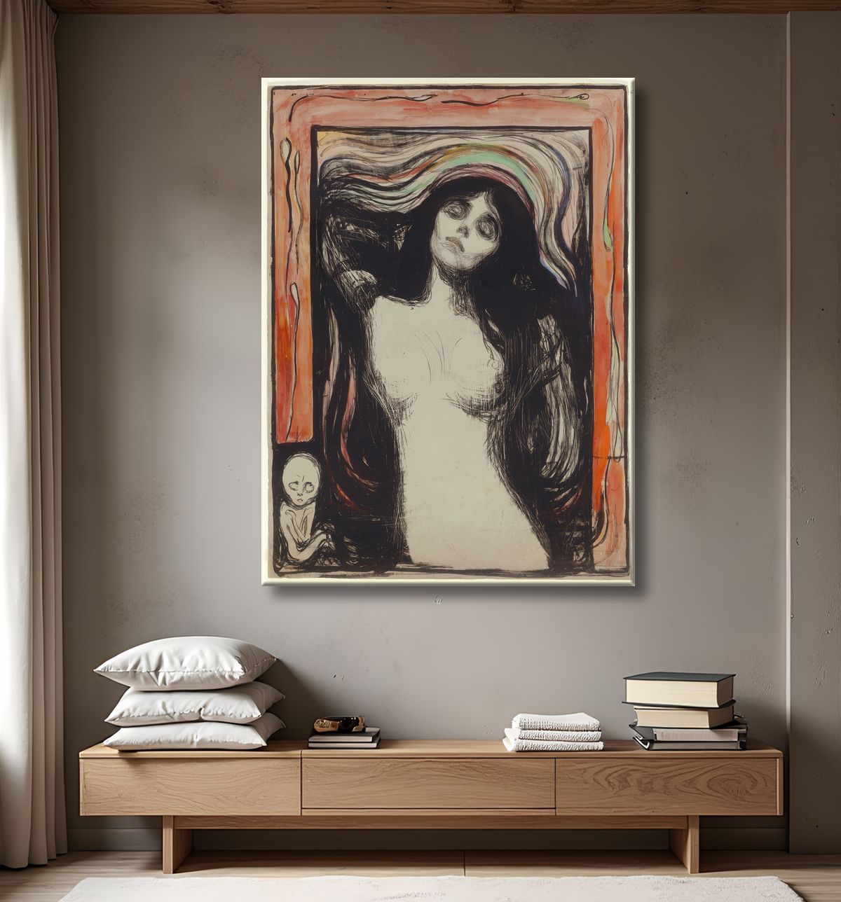 Reproduction Madone de Edvard Munch avec decor