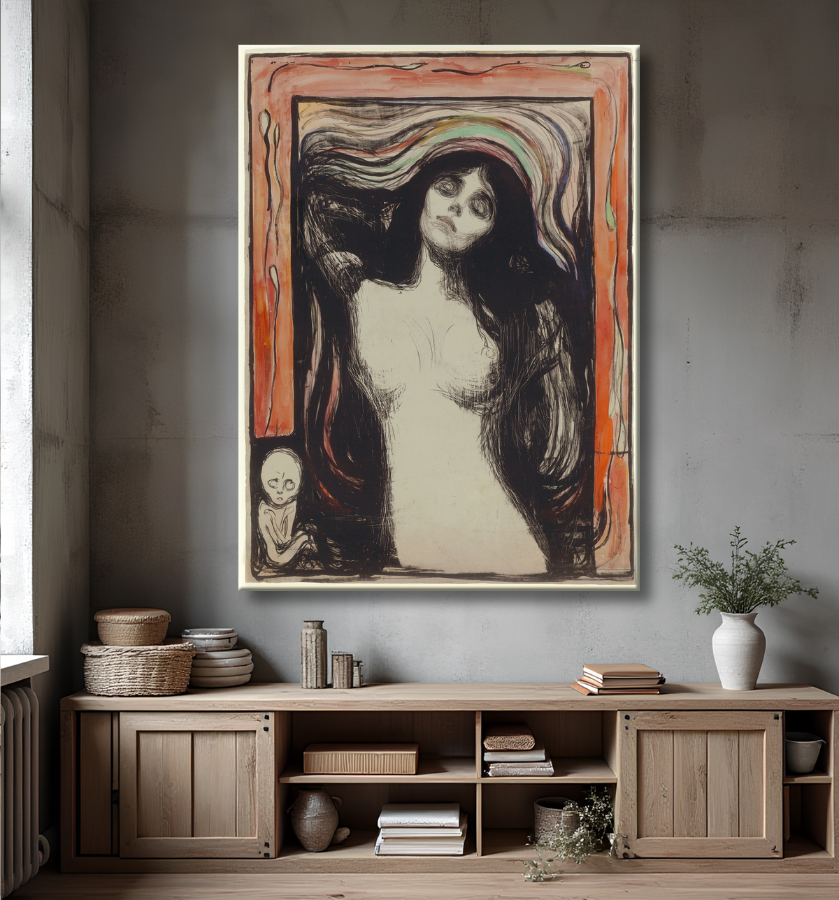 Reproduction Madone de Edvard Munch avec decor