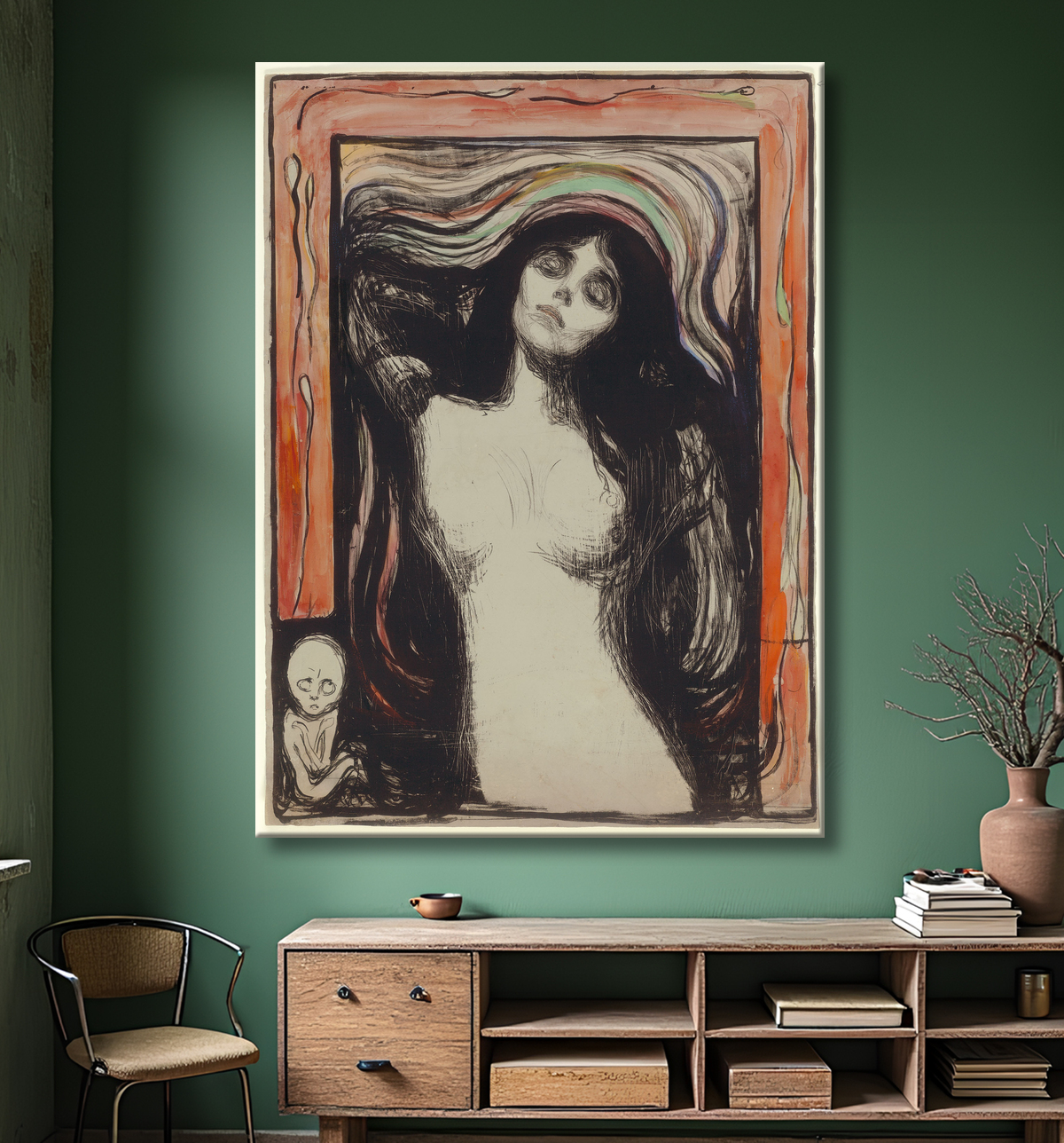Reproduction Madone de Edvard Munch avec decor