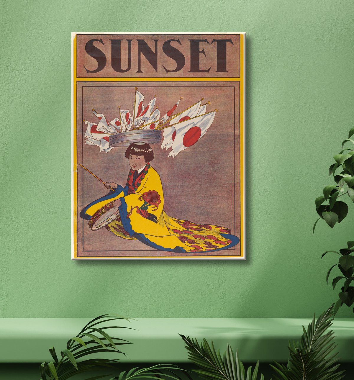 Reproduction Magazine du coucher du soleil de William Stevens avec decor