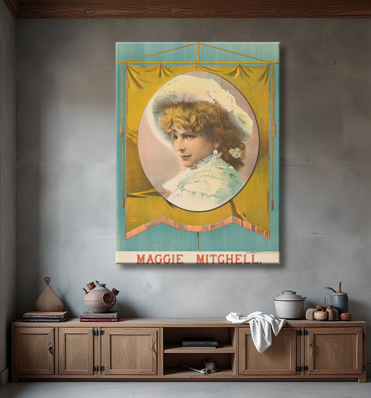Reproduction Maggie Mitchell de Henry Atwell Thomas, 1834 - 12 Nov 1904 avec decor