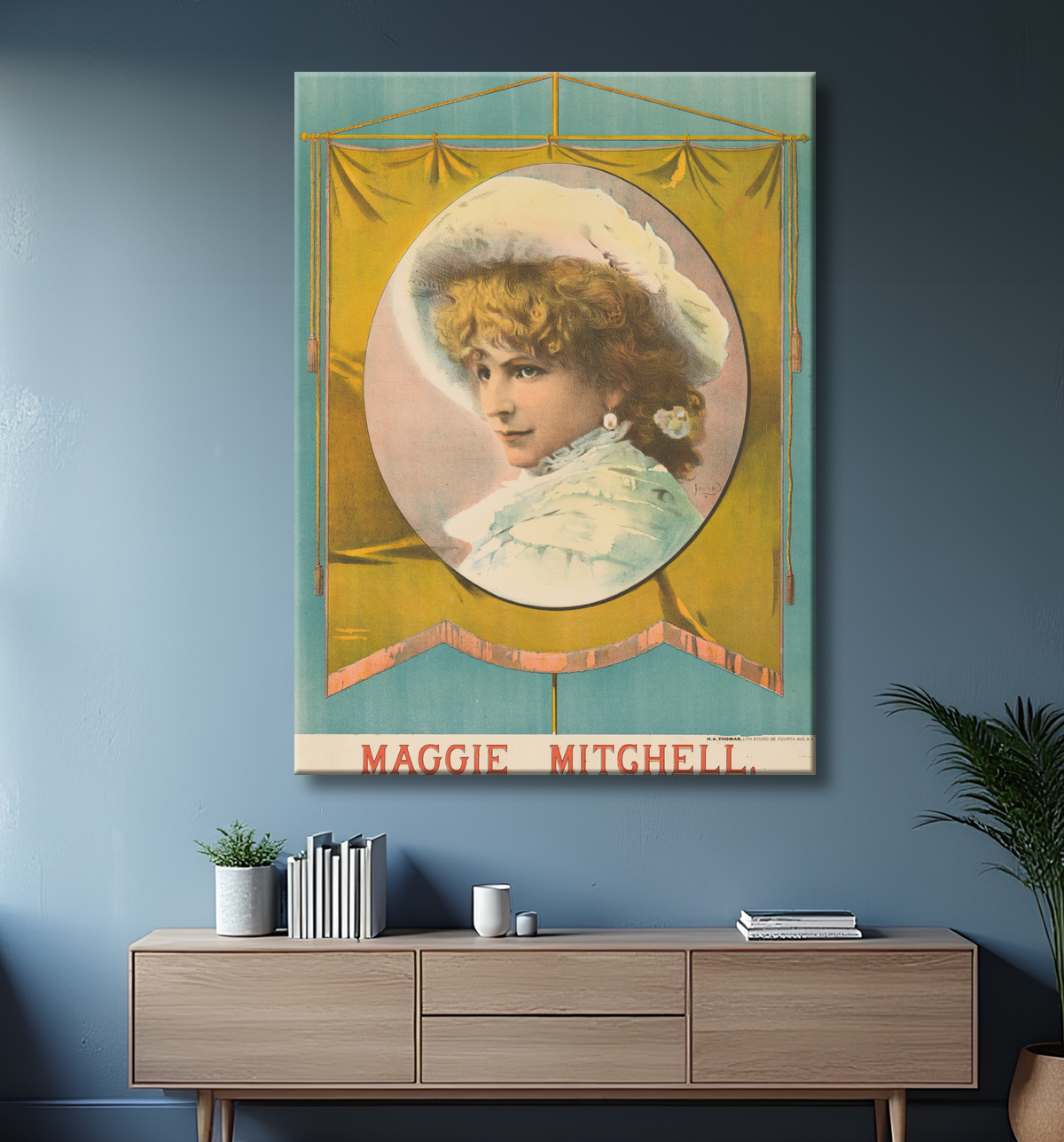 Reproduction Maggie Mitchell de Henry Atwell Thomas, 1834 - 12 Nov 1904 avec decor