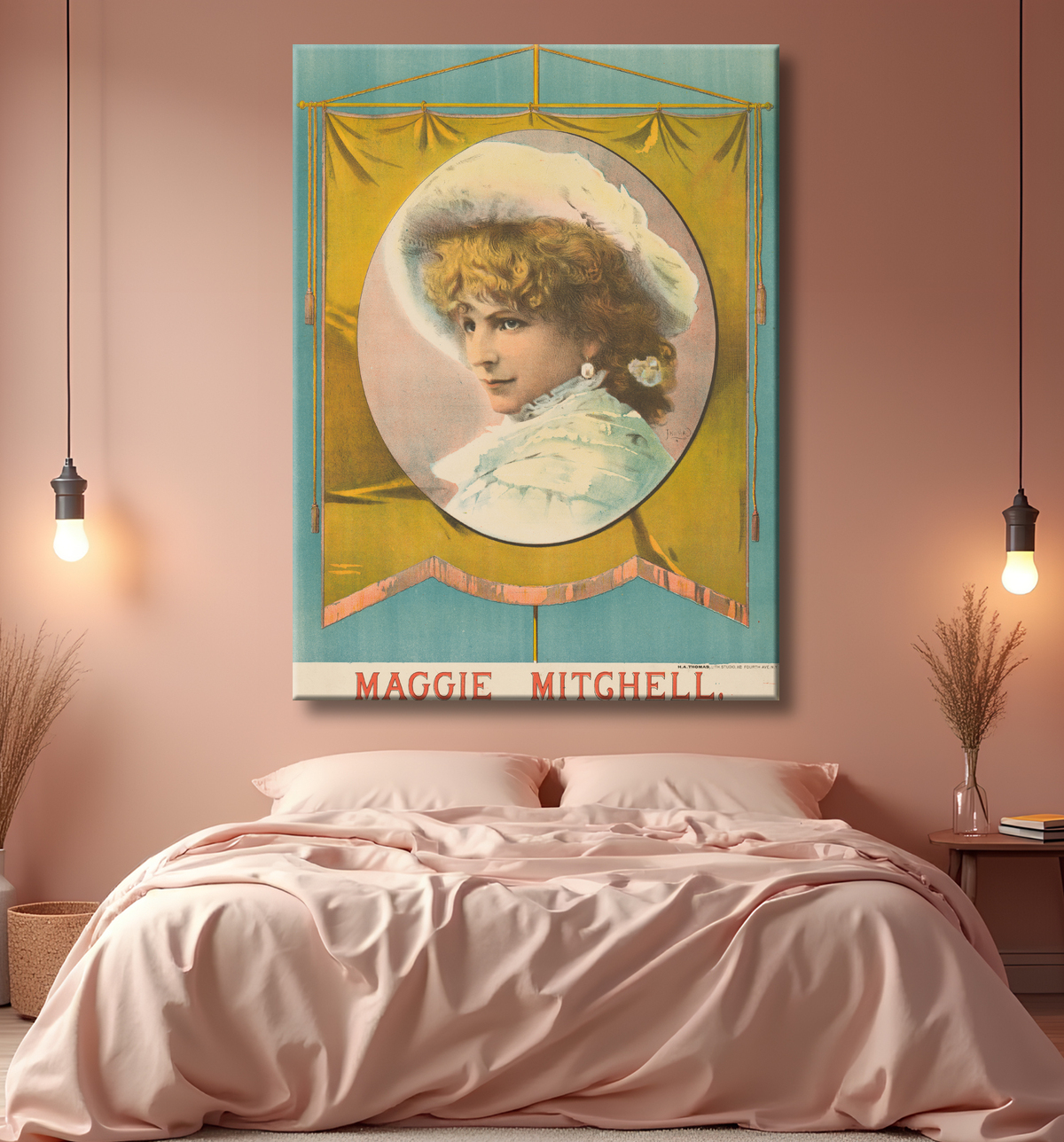 Reproduction Maggie Mitchell de Henry Atwell Thomas, 1834 - 12 Nov 1904 avec decor