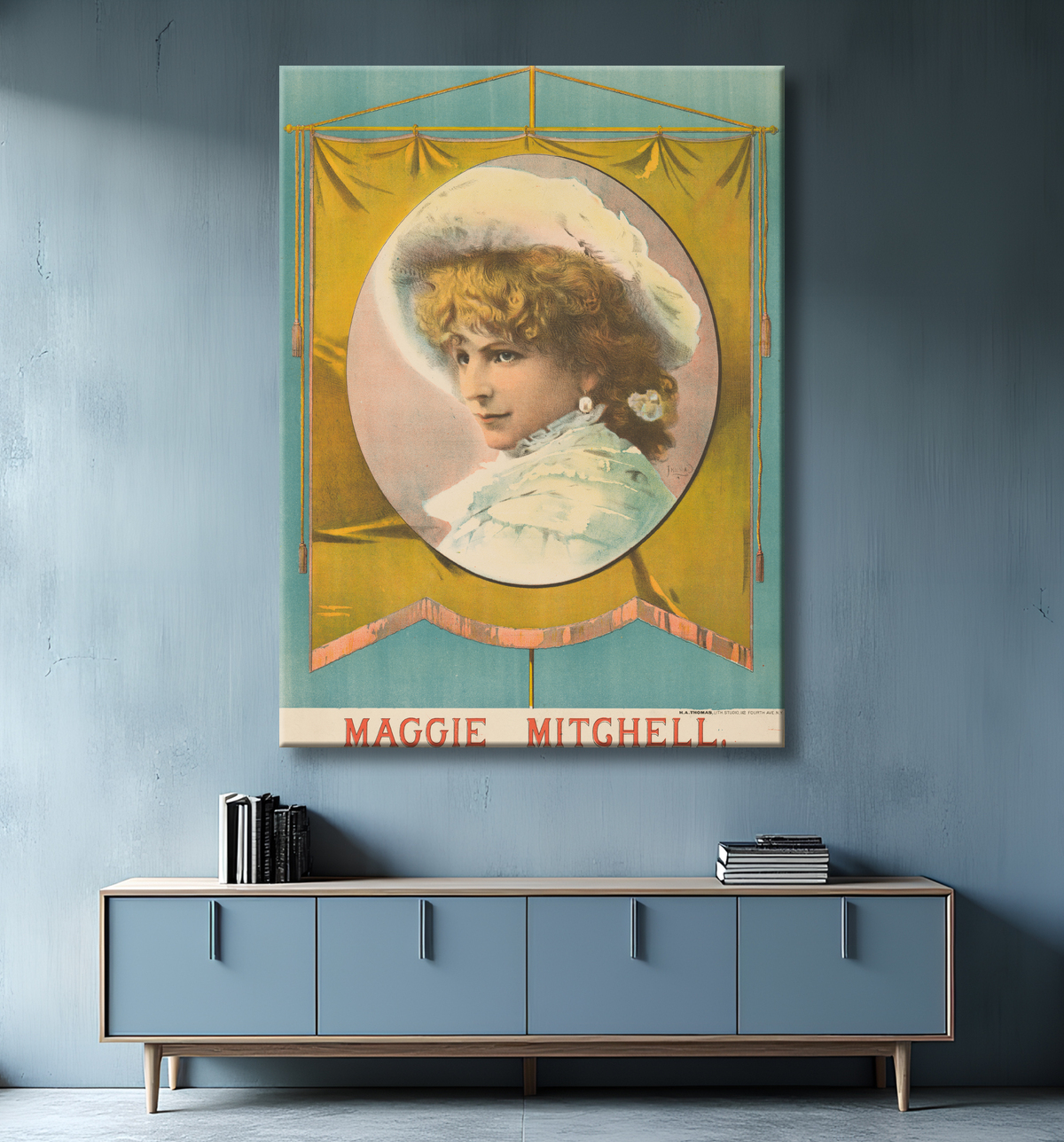 Reproduction Maggie Mitchell de Henry Atwell Thomas, 1834 - 12 Nov 1904 avec decor