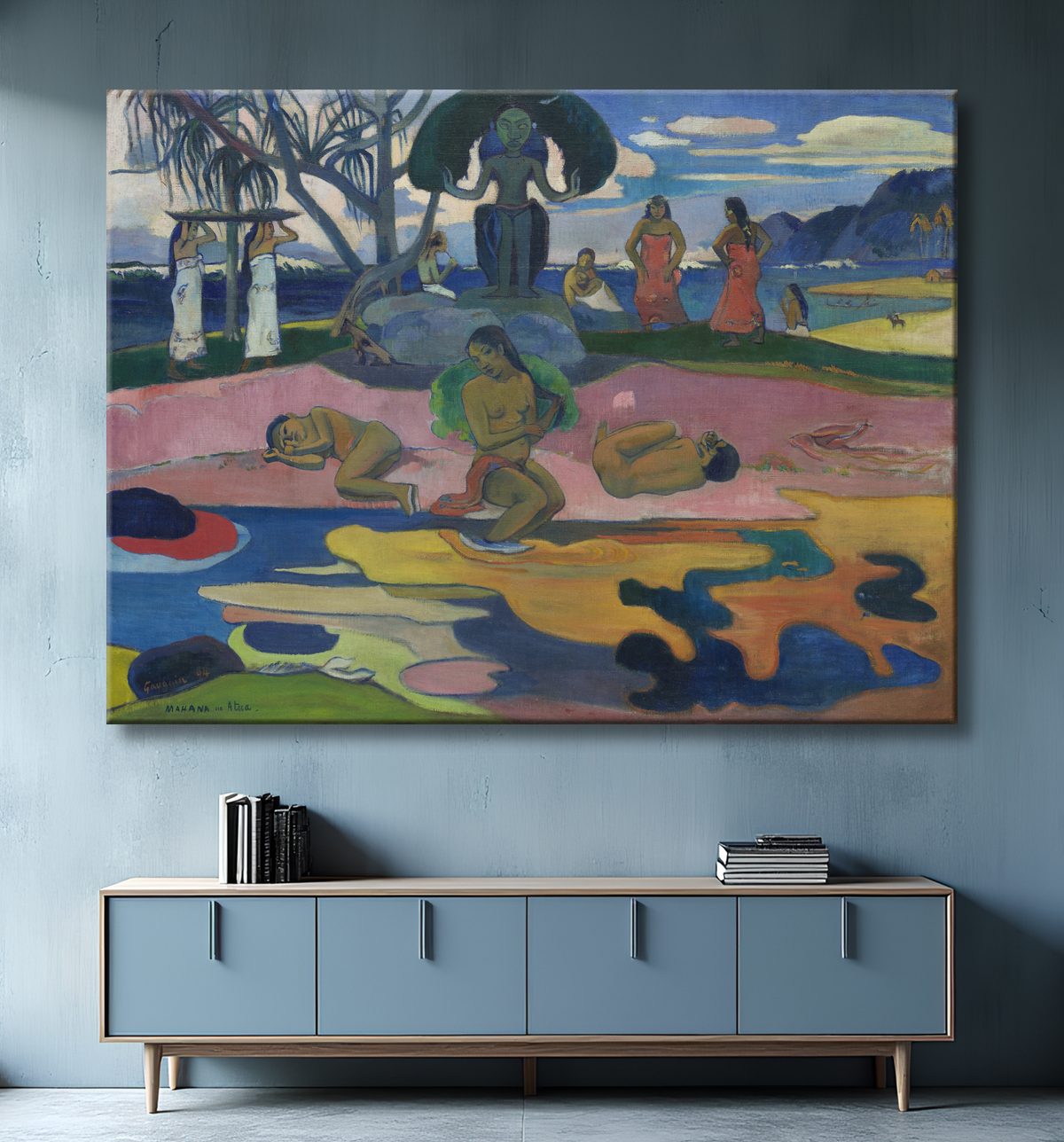 Reproduction Mahana no atua (Jour de Dieu) de Paul Gauguin avec decor