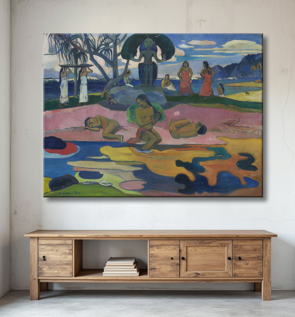 Reproduction Mahana no atua (Jour de Dieu) de Paul Gauguin avec decor