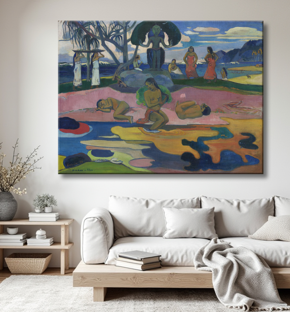 Reproduction Mahana no atua (Jour de Dieu) de Paul Gauguin avec decor