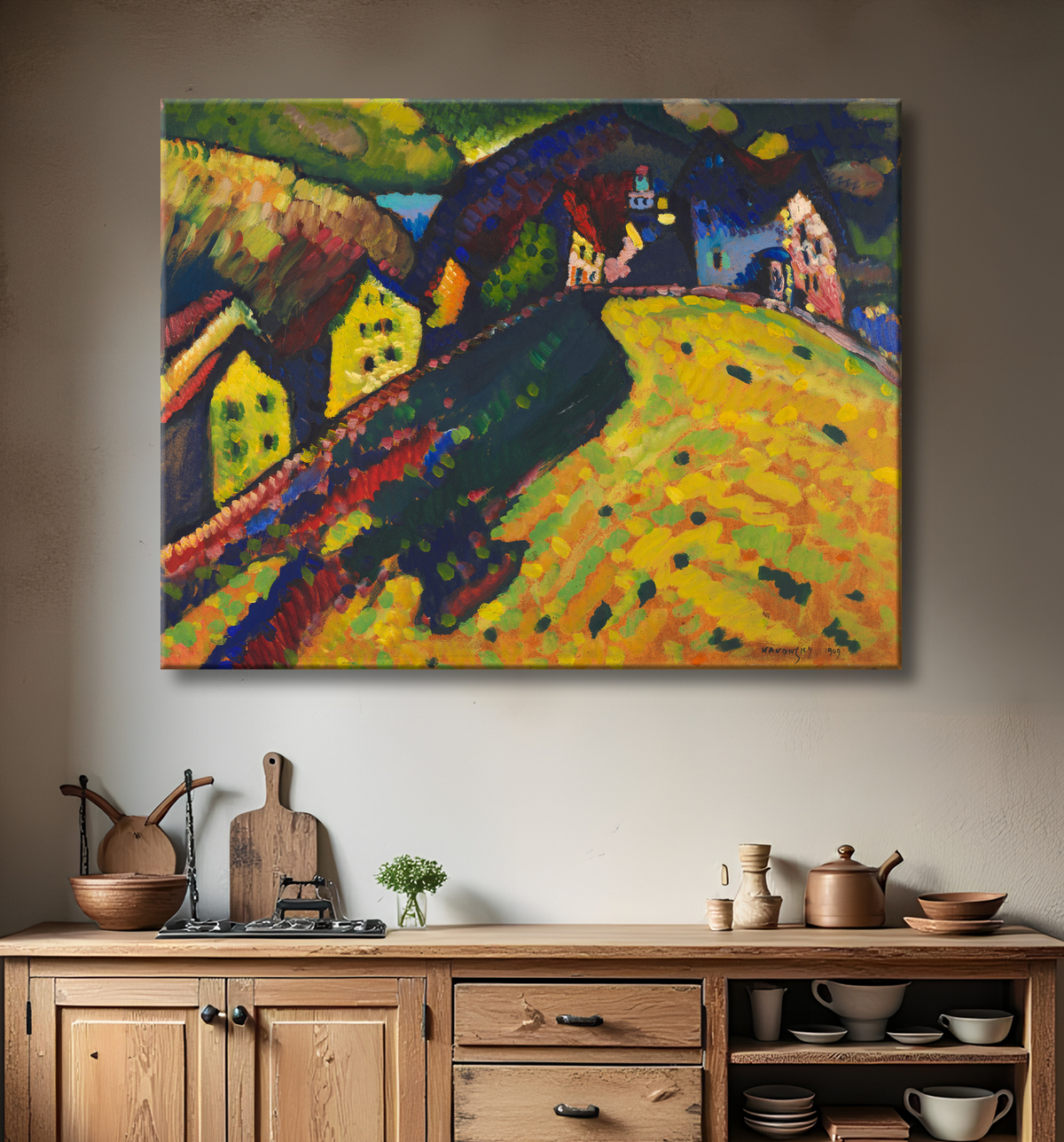 Reproduction Maisons à Murnau de Vasily Kandinsky avec decor