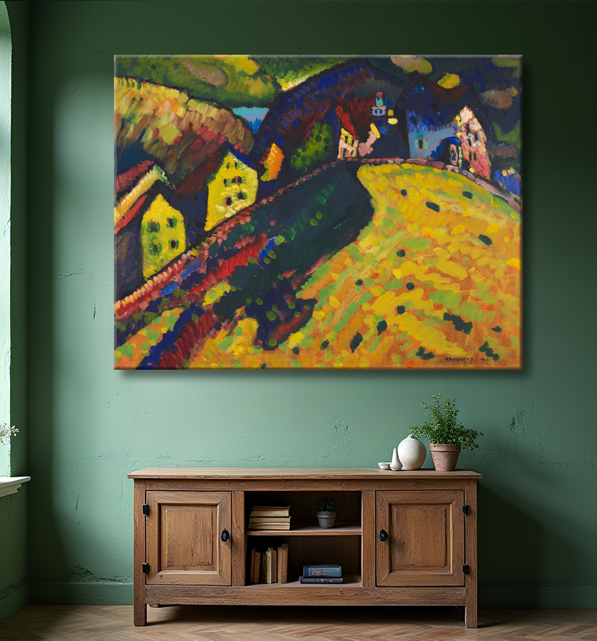 Reproduction Maisons à Murnau de Vasily Kandinsky avec decor
