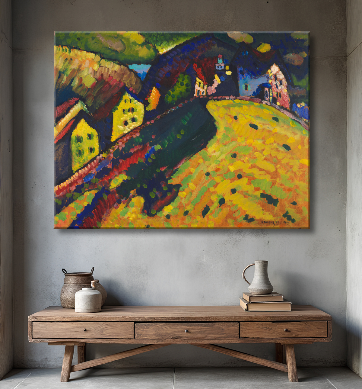 Reproduction Maisons à Murnau de Vasily Kandinsky avec decor