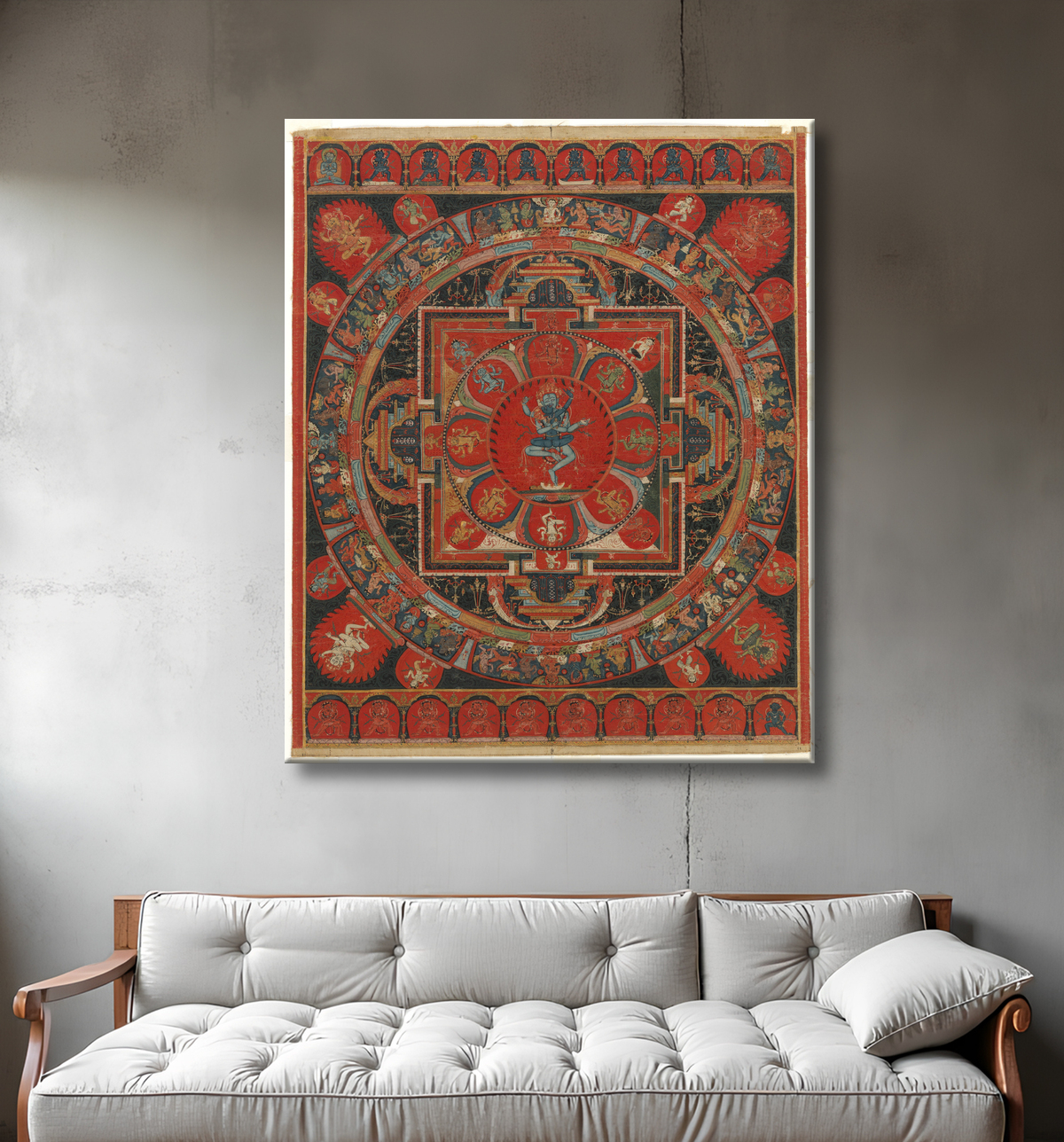 Reproduction Mandala Hevajra avec decor