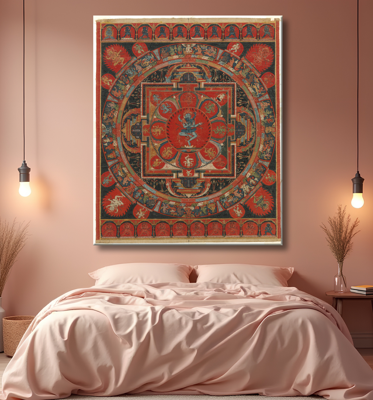 Reproduction Mandala Hevajra avec decor