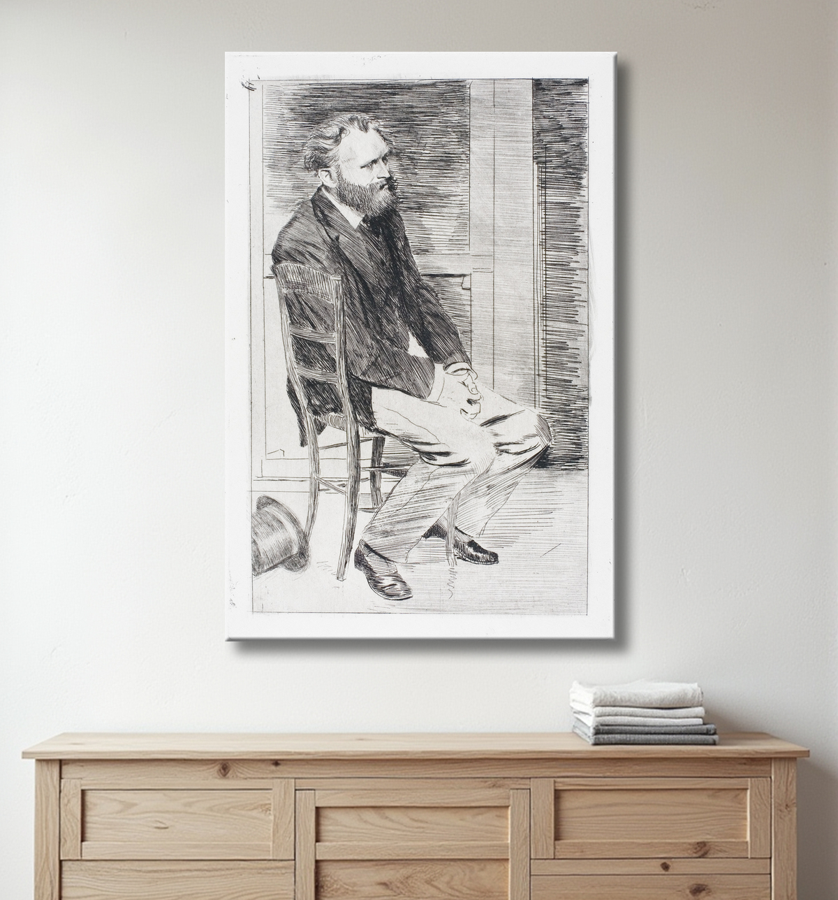 Reproduction Manet assis, tourné vers la droite de Hilaire Germain Edgar Degas avec decor