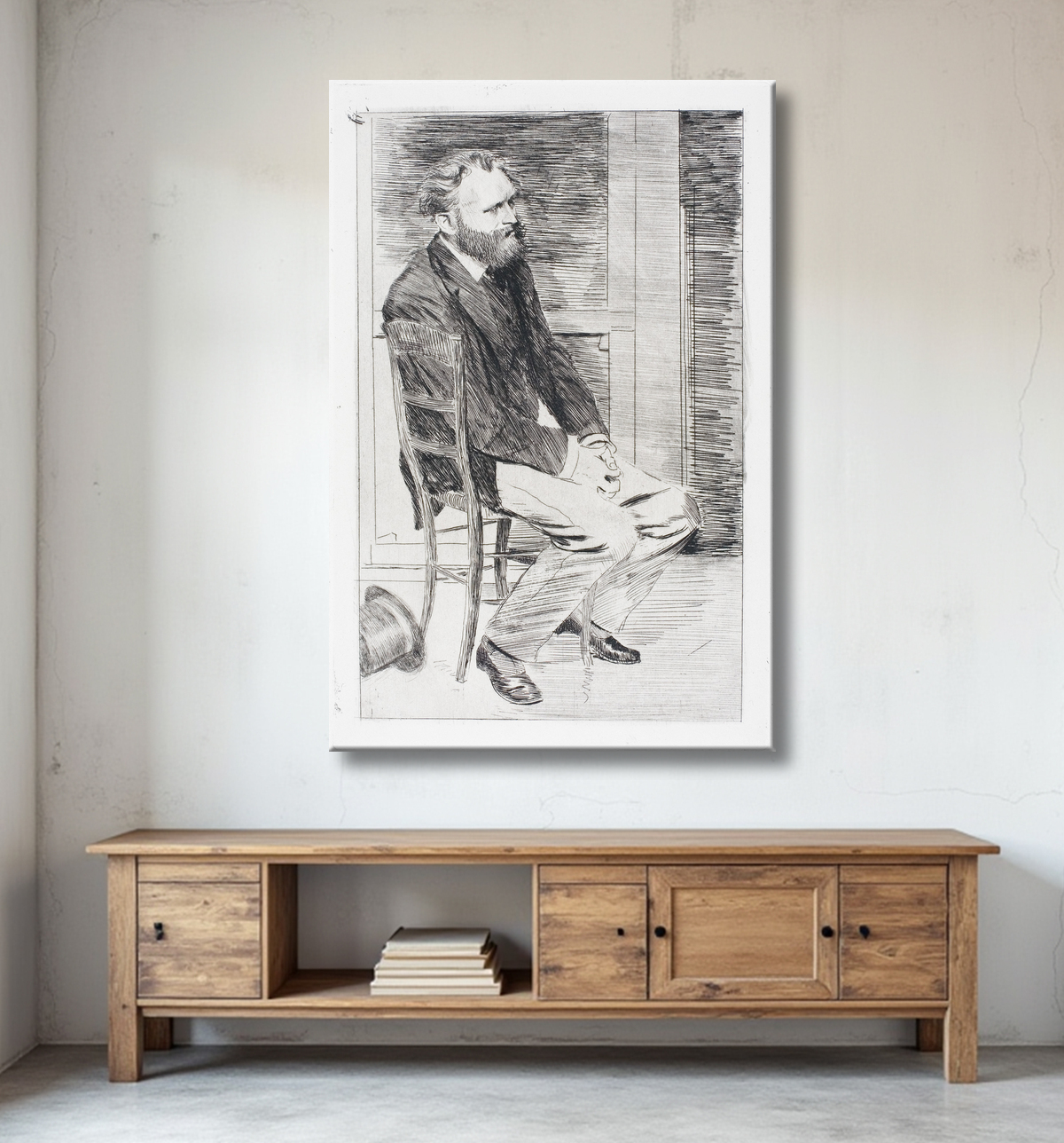 Reproduction Manet assis, tourné vers la droite de Hilaire Germain Edgar Degas avec decor