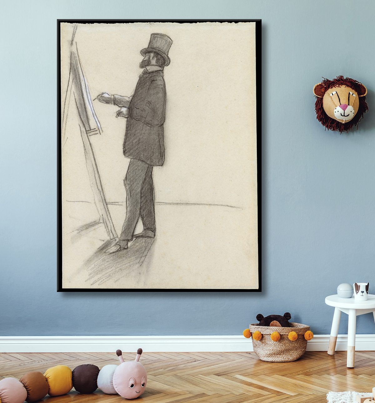 Reproduction Manet et son chevalet de Jean-Frédéric Bazille avec decor