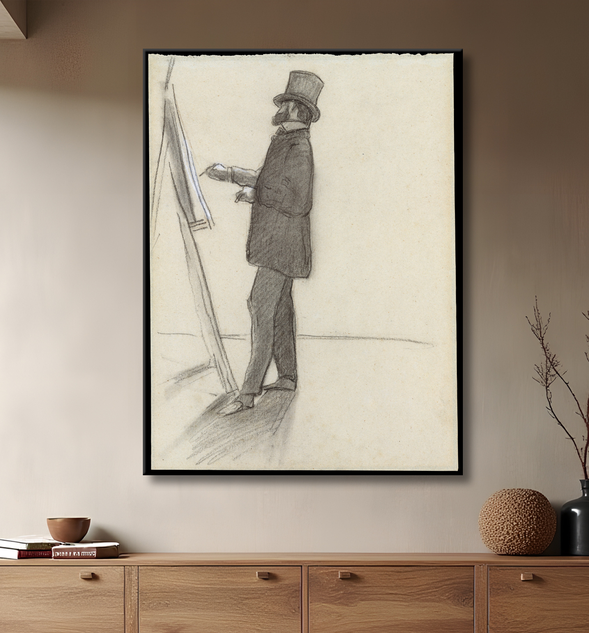 Reproduction Manet et son chevalet de Jean-Frédéric Bazille avec decor