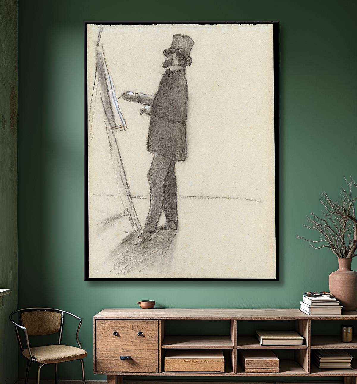 Reproduction Manet et son chevalet de Jean-Frédéric Bazille avec decor