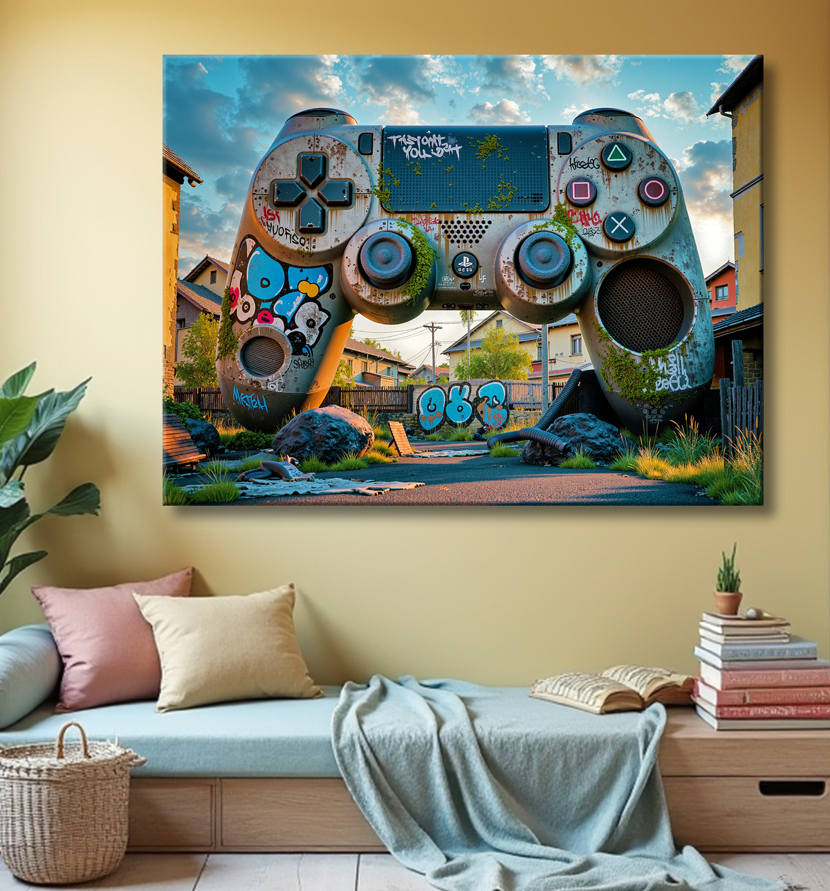 Tableau manette urbaine - Art gaming post-apocalyptique avec decor