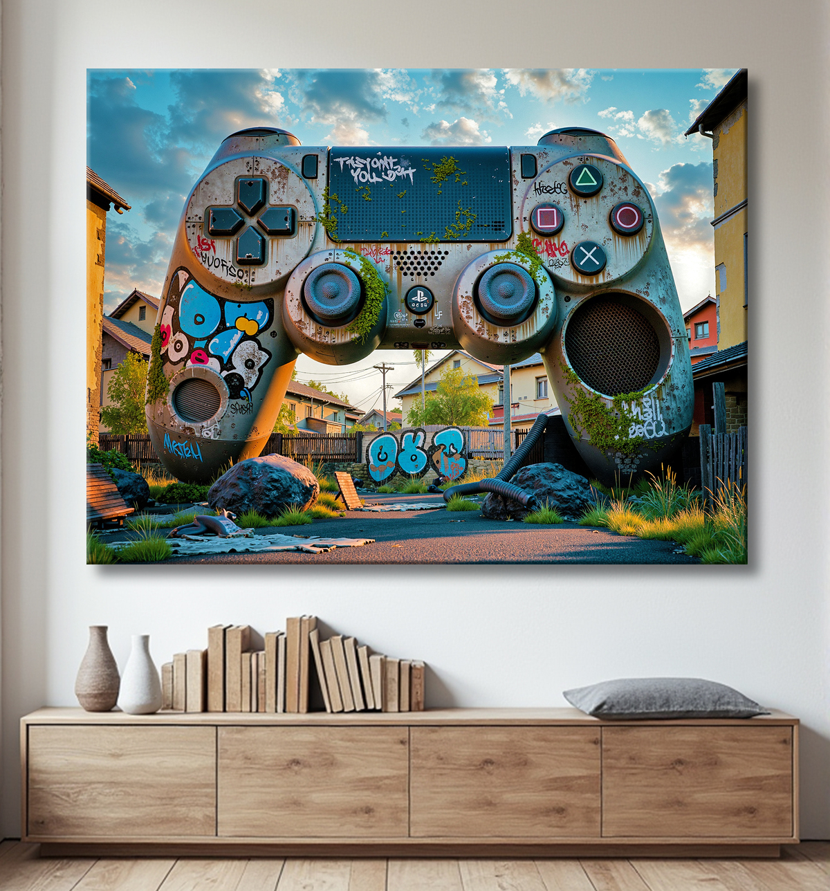 Tableau manette urbaine - Art gaming post-apocalyptique avec decor
