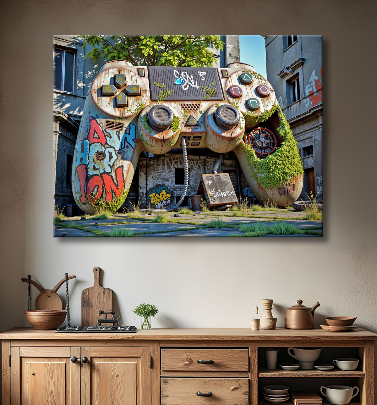 Tableau manette urbaine - Art gaming post-apocalyptique avec decor