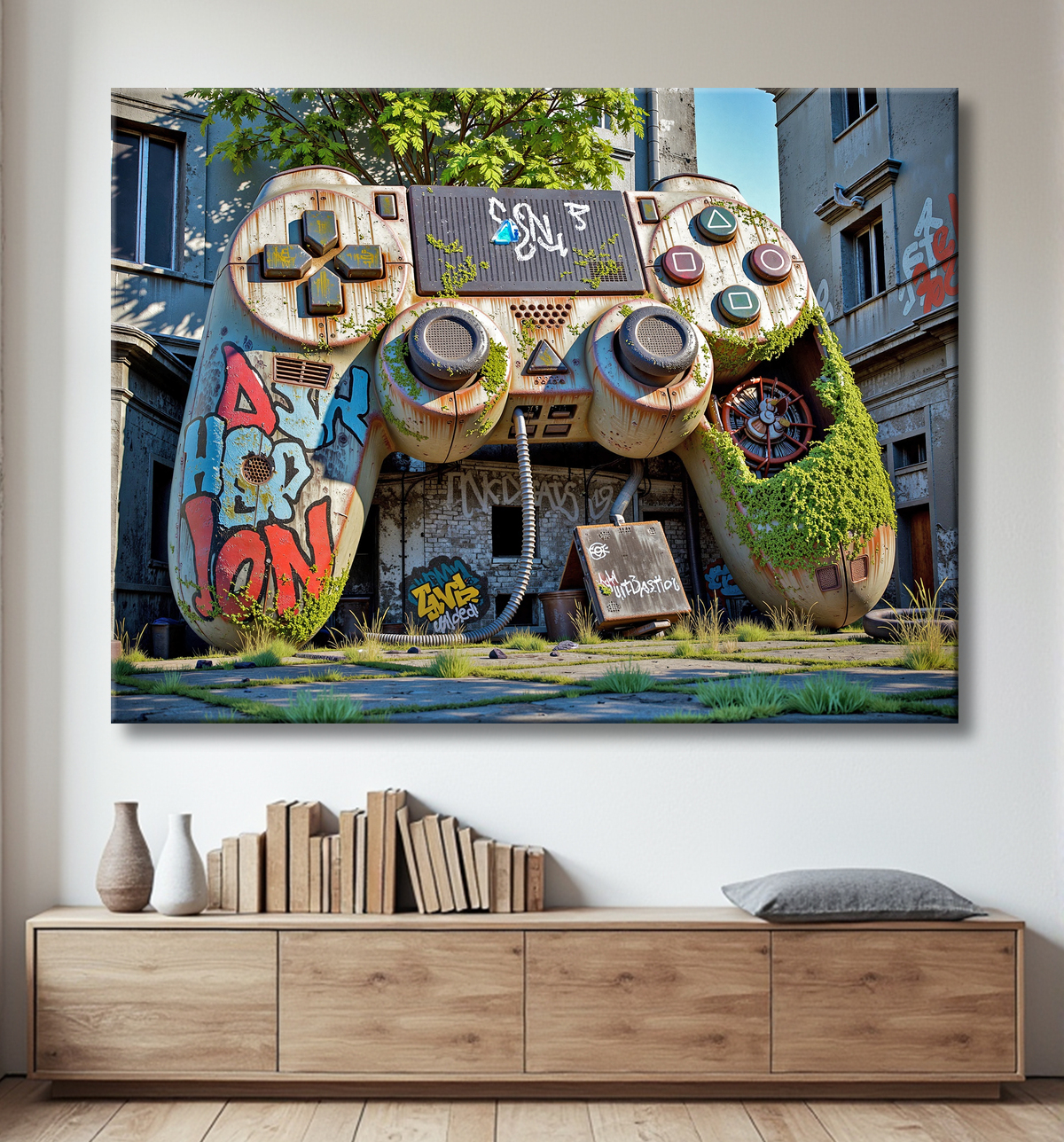 Tableau manette urbaine - Art gaming post-apocalyptique avec decor
